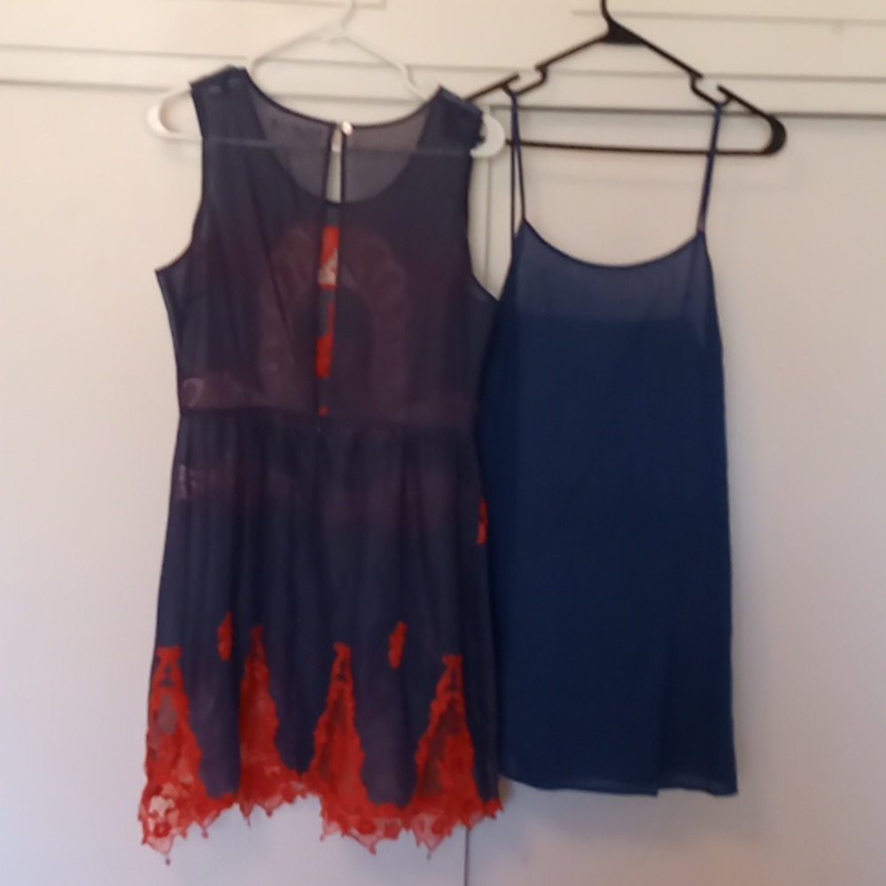 Umgee Navy Blue And Red Dress  L - Picture 3 of 5